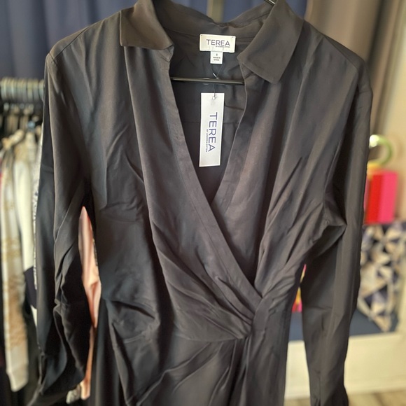 #49 - Black Draped Crossover Maxi Long Sleeve Dress. Brand New with Tag. - Picture 6 of 10